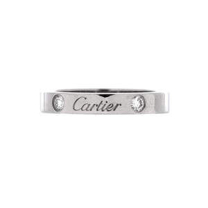 Cartier 3mm C de Cartier 2 Diamonds Wedding Band Ring Platinum with Diamonds